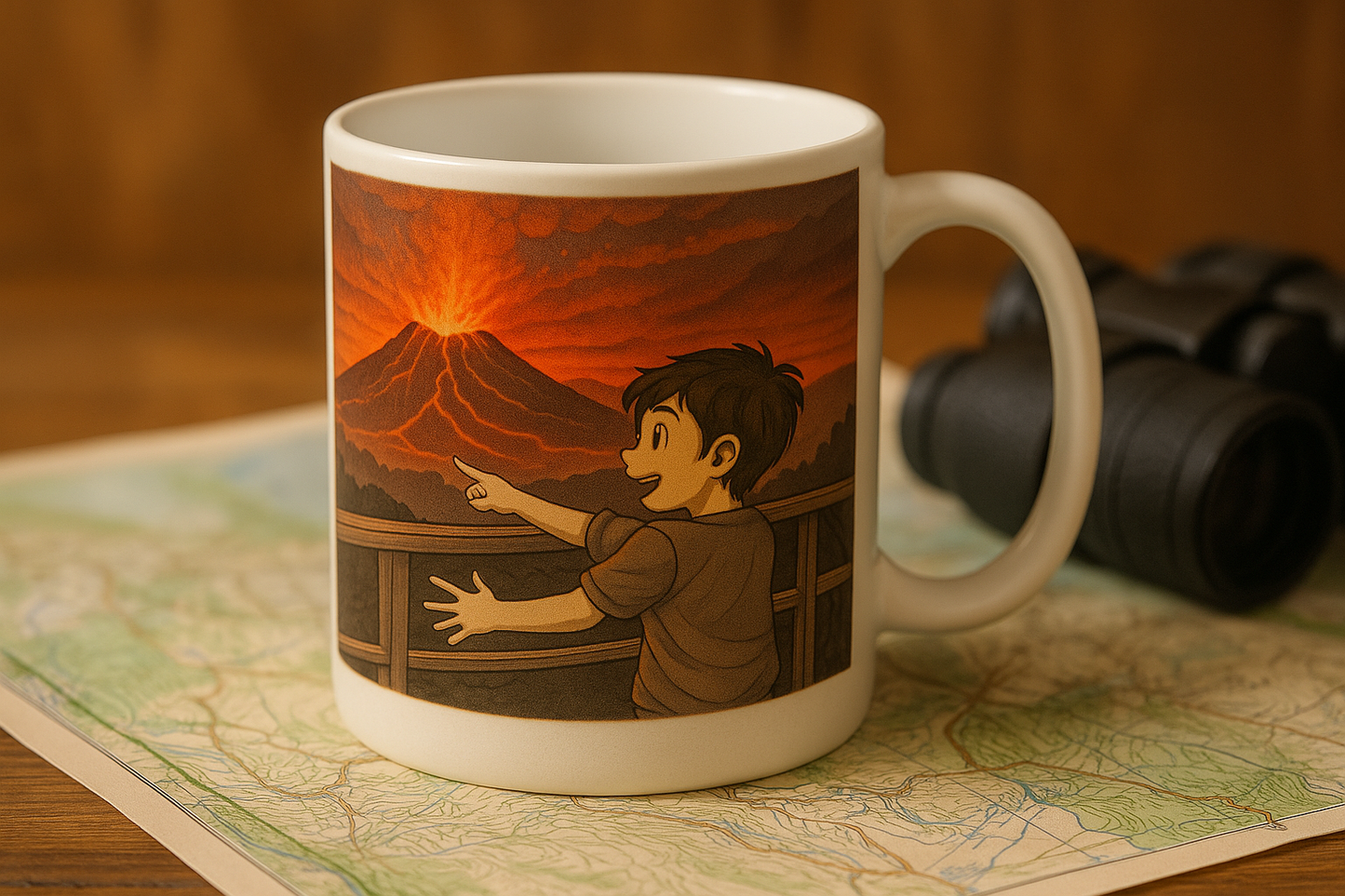 Éruption Volcanique au Coucher du Soleil